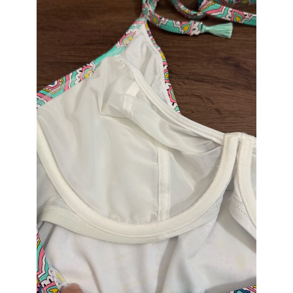 Bravissimo Mint Geometric Tile Underwire Halter One Piece Swimsuit 38D SW496PAP - Picture 3 of 4